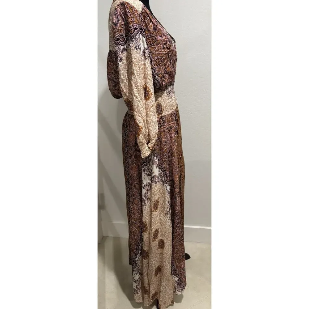Free People Brown Multi-Print Maxi Dress